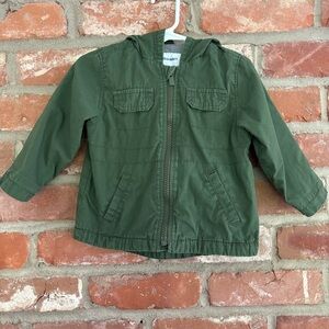 Old Navy Olive Green Utility Jacket Zip Hooded Coat Toddler Baby